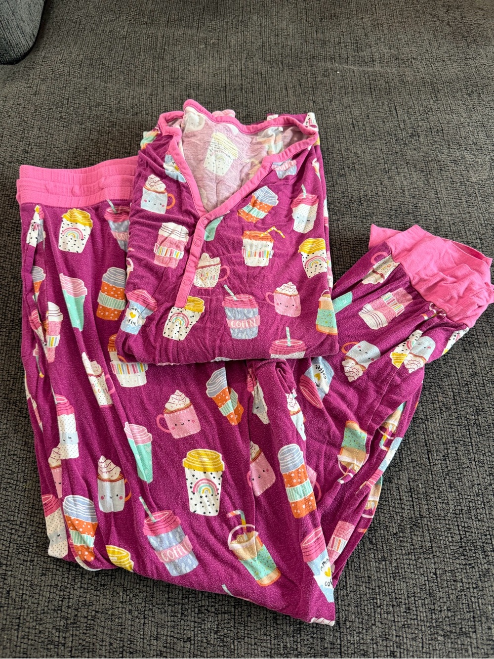Little Sleepies Purple Coffee Pajama Set